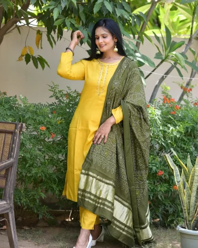 Yellow Shantoon Silk Suit Set