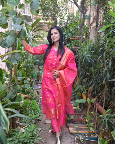 Rani Pink Banarasi Suit Set