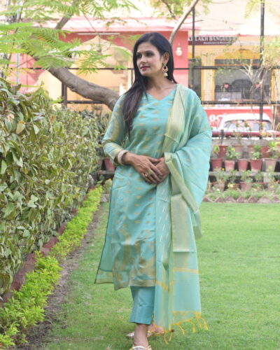 Turquoise Banarasi Suit Set